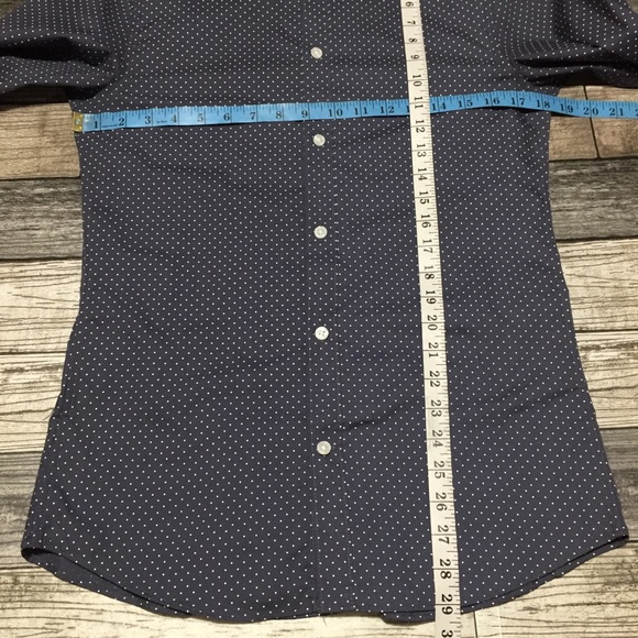 H&M Slim Fit Non Iron Polka Dot Button Up Shirt Men’s S Gray Blue Lightweight - Picture 2 of 8